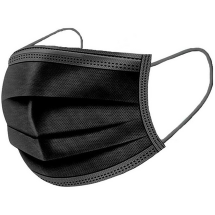 BLACK DISPOSABLE FACE MASKS - BOX OF 50