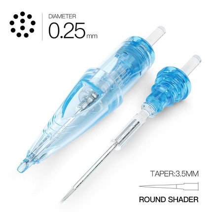 WJX Tattoo Cartridges #08 Diameter 0.25MM 5mm Taper(RL) Round Liner Box of 20