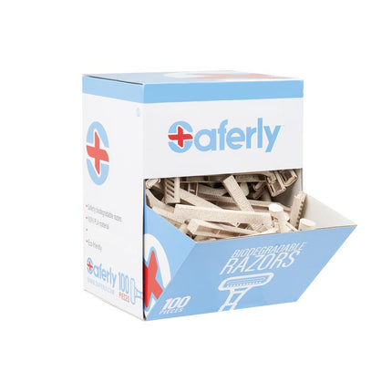 SAFERLY STAINLESS STEEL BIODEGRADABLE SKIN PREP RAZORS - 100/BX