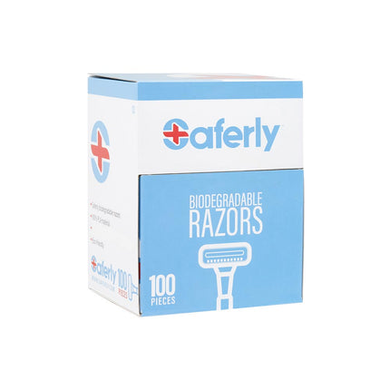 SAFERLY STAINLESS STEEL BIODEGRADABLE SKIN PREP RAZORS - 100/BX