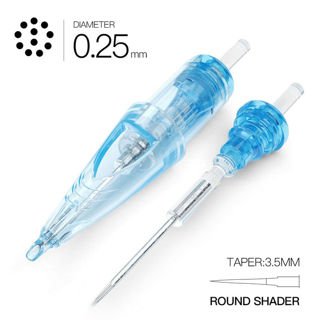 WJX Tattoo Cartridges #08 Diameter 0.25MM 5mm Taper(RL) Round Liner Box of 20